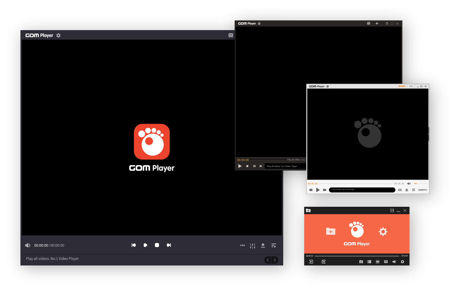 GOM Player customizable interface with multiple skin options and simple design